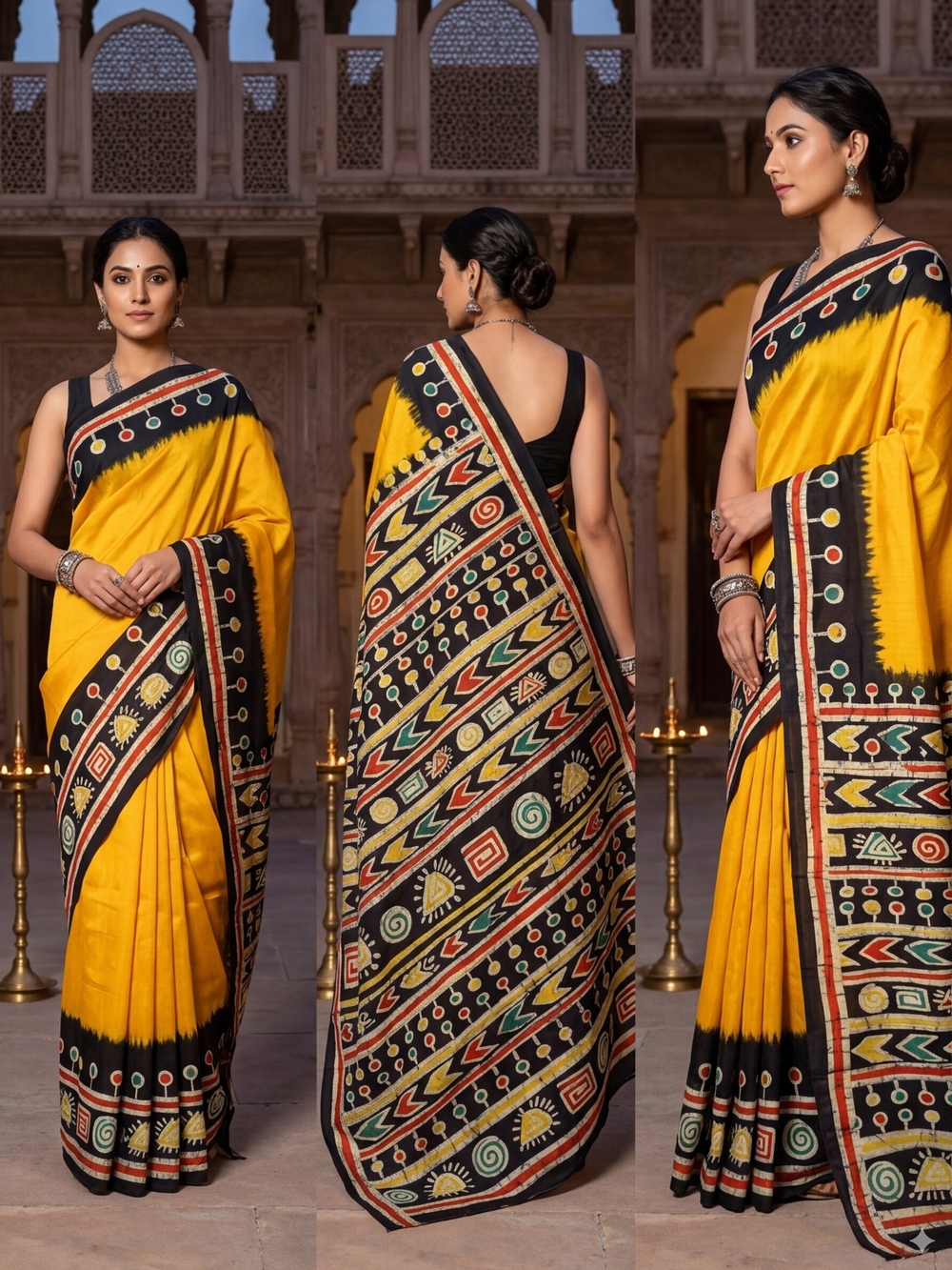 New Women Contemporary Hand Batik Saree W Bp Designer Handloom Festive